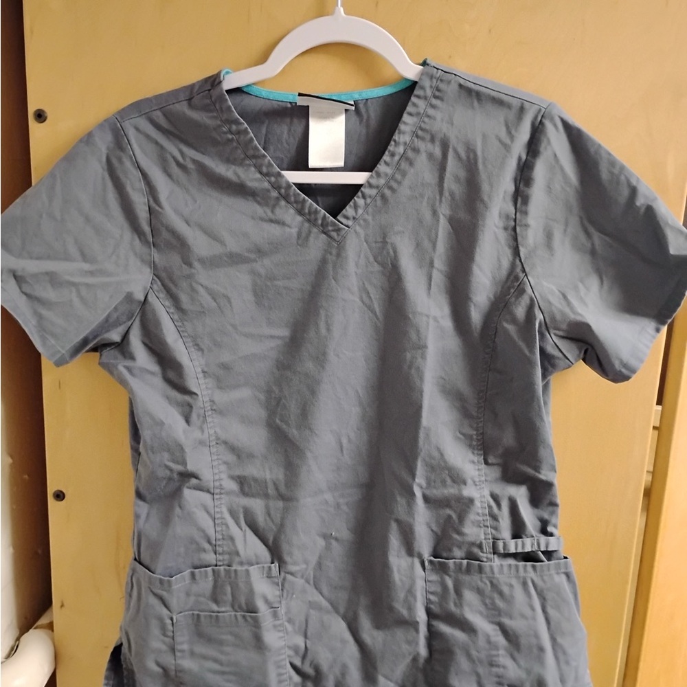 SB Scrubs Gray V-Neck Top